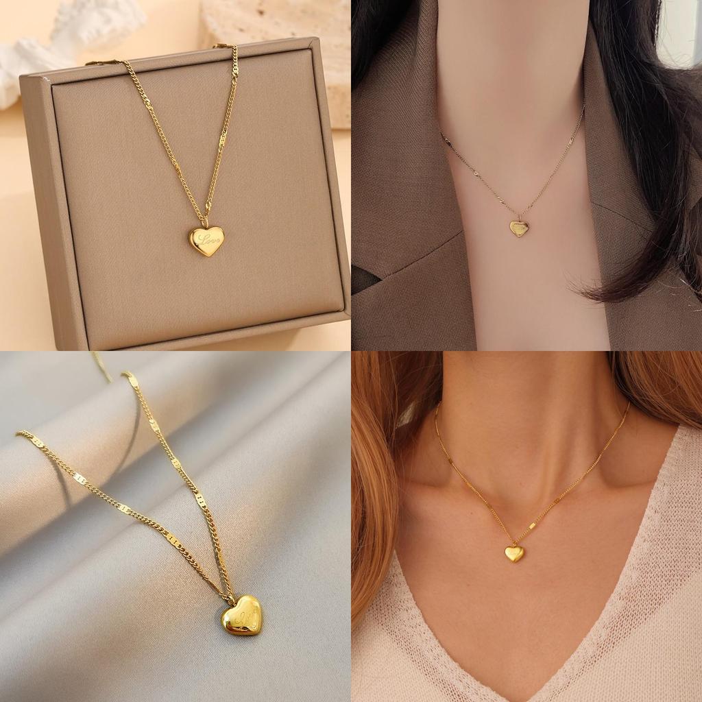 Trendy Titanium Steel Alphabet Pendant Necklace With Heart Shape For Unisex Fashion Accessories