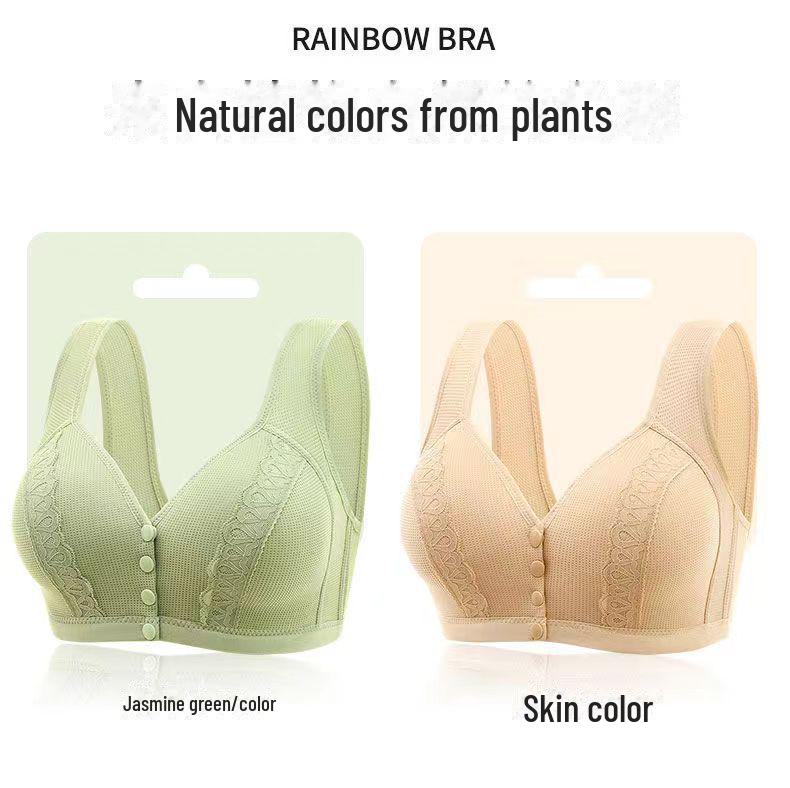 Large Thin Front-Button Bra for Middle-Aged and Elderly Mothers, No Steel Ring, Full-Cup Vest
