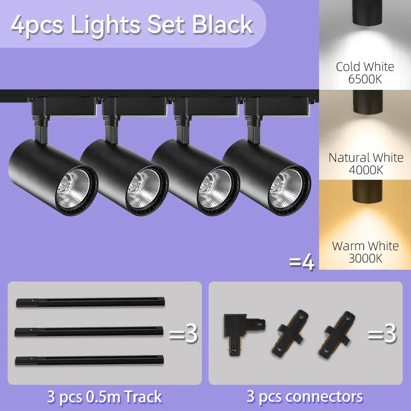 Spot Led Track Light 220V Ceiling Light COB Spotlight Rail Lamp Fixture for Living Room Clothing Store Full Set Track Lighting