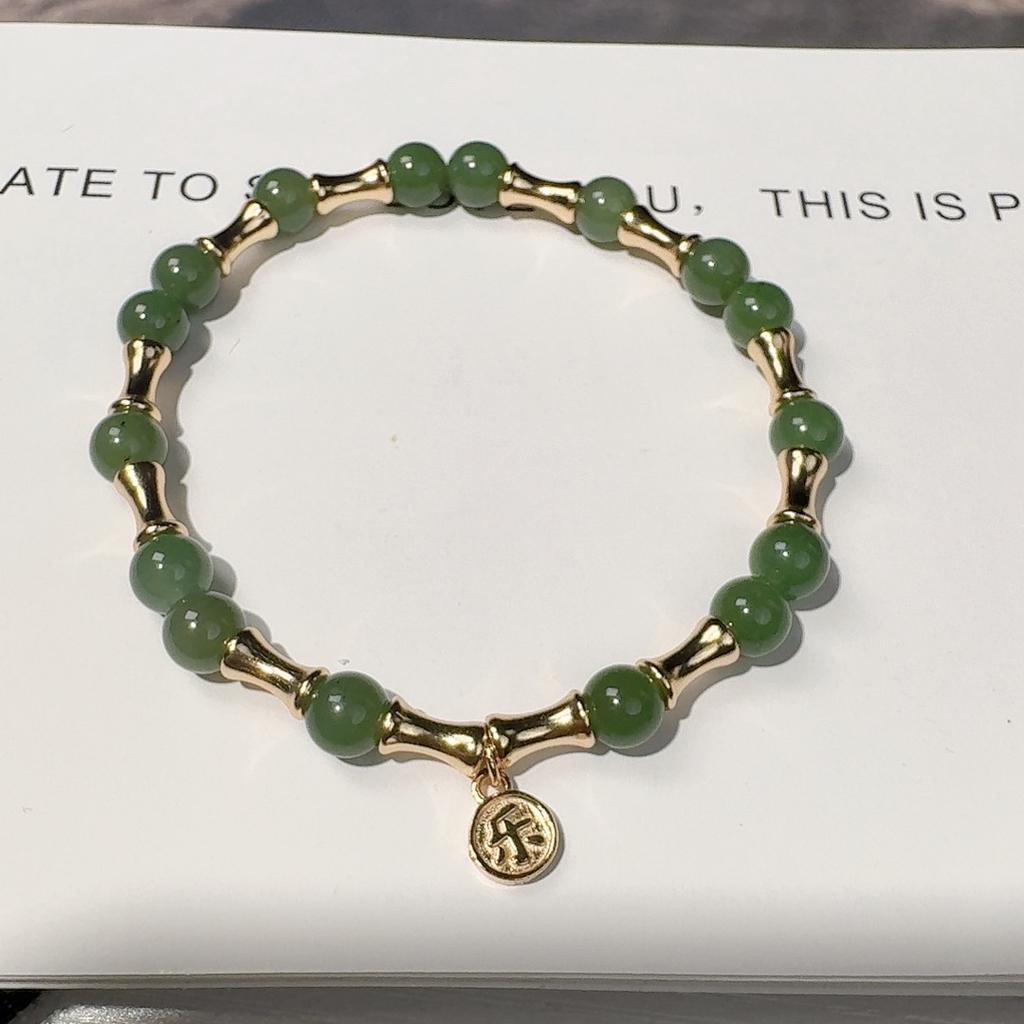 High Quality S925 Sterling Silver Natural Hetian Jade Blue Water Jadeite Beaded Temperament Simple Bracelet Women