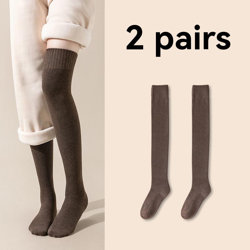 Women Soft Wool Long Socks Autumn Winter Cashmere Solid Knitted Stocking Skinny Casual Knee High Warm Thicken Girls Socks Medias