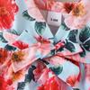 Sommer Neues Mädchen V-Ausschnitt Ärmellos Blume Mode Dreilagiger Kuchen Prinzessinkleid