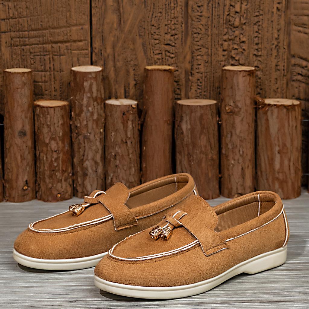 European and American Foreign Trade Suede Flat Bottom Large Size Low-top Single Shoes Women's Soft Sole Light Solid Color Foot Shoes Wish Independ