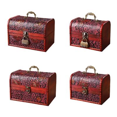 Wood Jewelry Chest With Metal Lock For Jewelry Storage And Rustics Home Decoration Accent