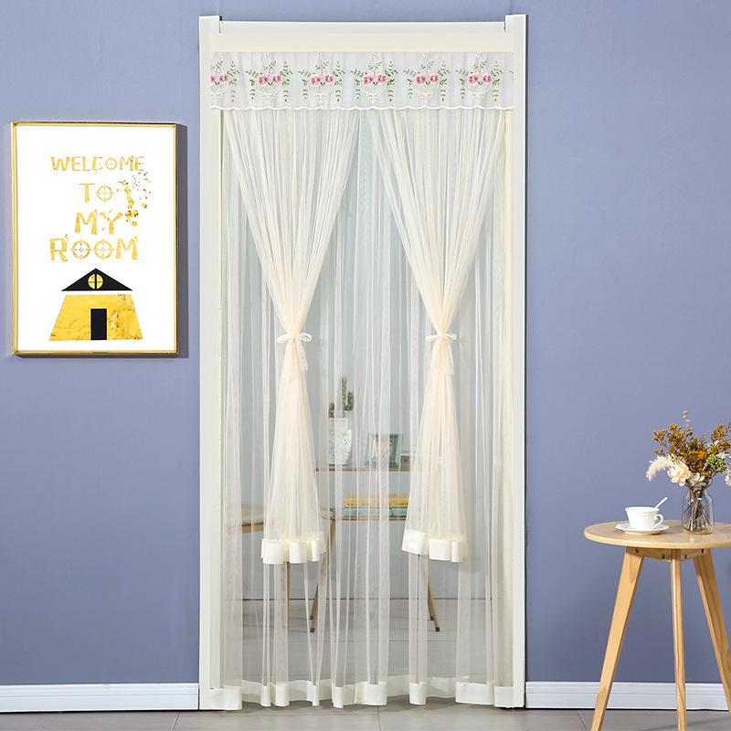 Lace Door Curtain: Anti-Mosquito, Insect-Resistant, Light-Filtering Mesh Partition for Bedroom & Kitchen, No-Punch Installation