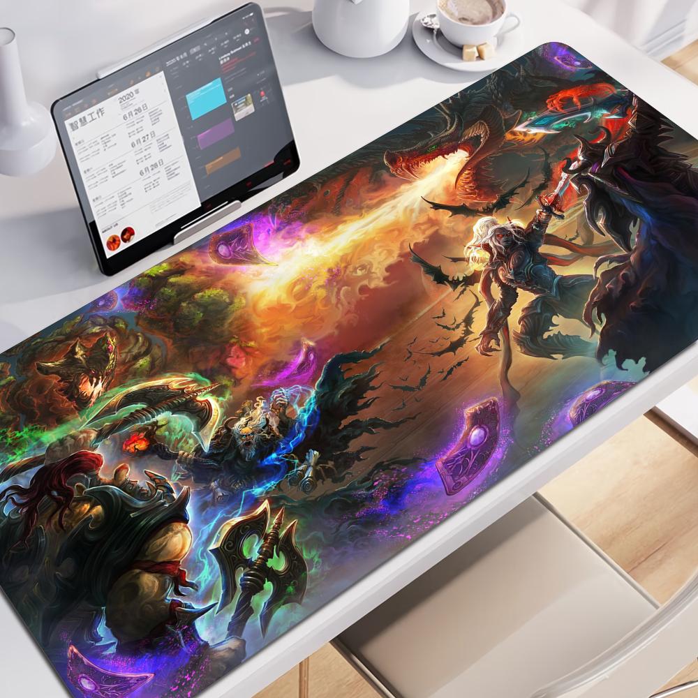 Hot selling item Hearthstone electronic sports Locking edge Gamer Large HD Print Computer Desk Locking Edge Keyboard Mouse Pad