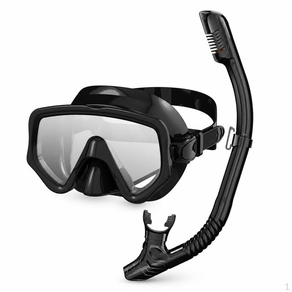 M701 Diving Mask and Dry Snorkel Set for Snorkeling Swimming One Size Black +