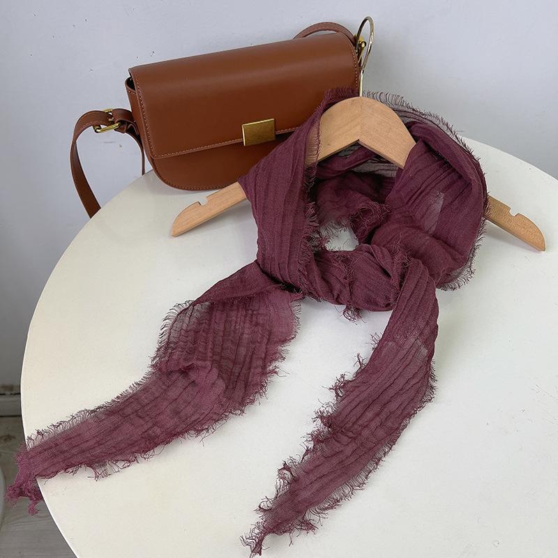 Creative Ramie Cotton Scarf Zen Dance Tara Yarn Texture Lengthened Scarf Women'S Thin Literary Shawl