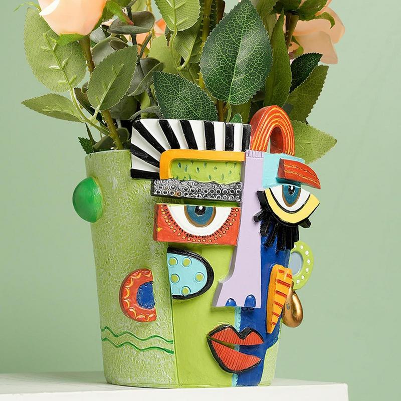 Face Planter Decorative Plant Pots 15cm Bonsai Holder Art Resin Home Decoration Plant Container For Indoor Garden Patio