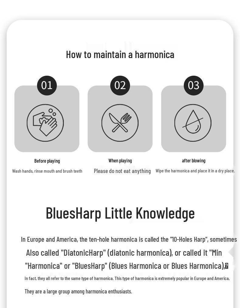 Guoguang 10-Hole C Key Blues Harmonica for Beginners and Professionals