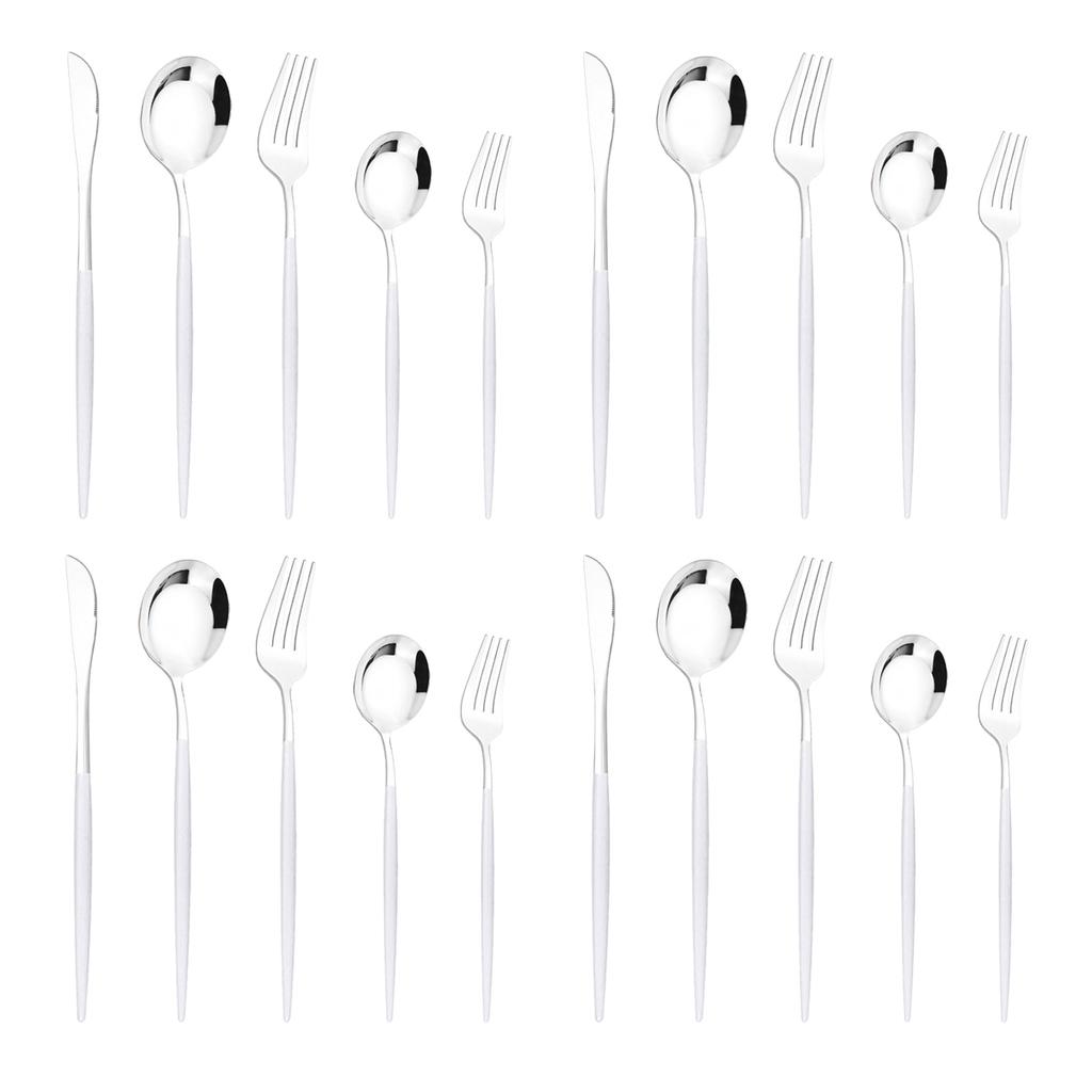 20Pcs Gold Dinnerware Set Knife Dessert Fork Spoons Cutlery Flatware High Quality Stainless Steel Silverware Kitchen Tableware