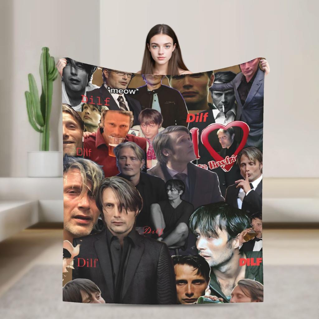 Mads Mikkelsen Super Warm Blanket Camping Plush Bedding Throws Street Trend Home Decor Flannel Bedspread Sofa Bed Cover