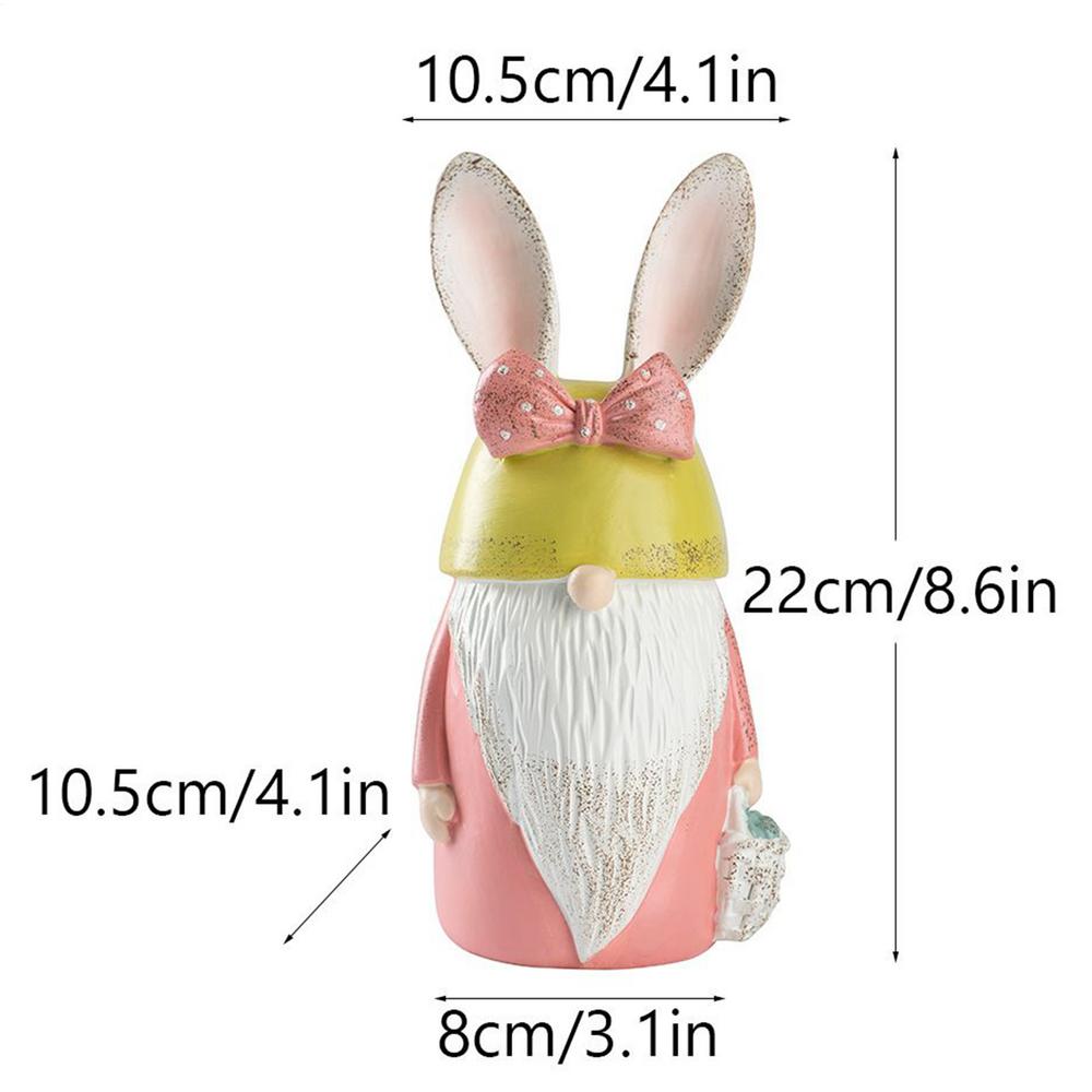 

Easter Bunny Gnome Figurine Ornament Resin Easter Rabbit Dwarf Figurine With Bow And Ears For Lawn Spring Home Yard Patio рожевий