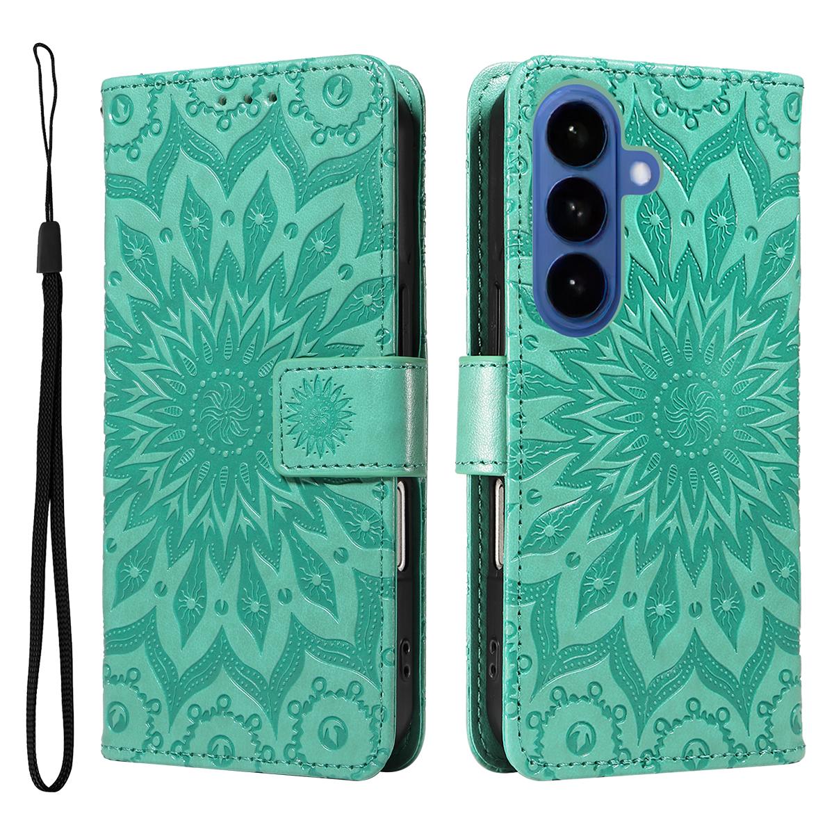 For Samsung Galaxy S26+ Leather Wallet Case Sunflower Imprinted Phone Cover