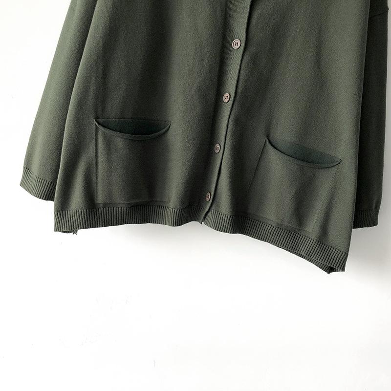 Johnature Spring Women Cardigan Swetry Solid Color Loose V-Neck Long Sleeve All Match Pockets Coats