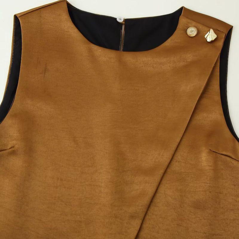 Kaslead New Women Clothes Western Style Double Placket Satin Texture Top Trousers 8459556 7965556