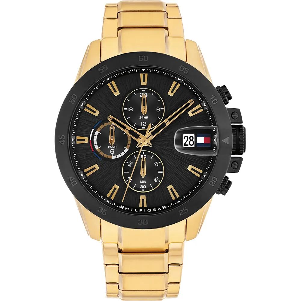 Tommy Hilfiger Jameson Black Dial Gold Stainless Steel Men s Quartz Watch 1792199 чёрный