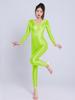 Sexy Women Yoga Shaper Dance Wear Oil Glossy Shiny Elastic Bodysuit Sheer See Through Satin Shapping Maid Tights Candy Color