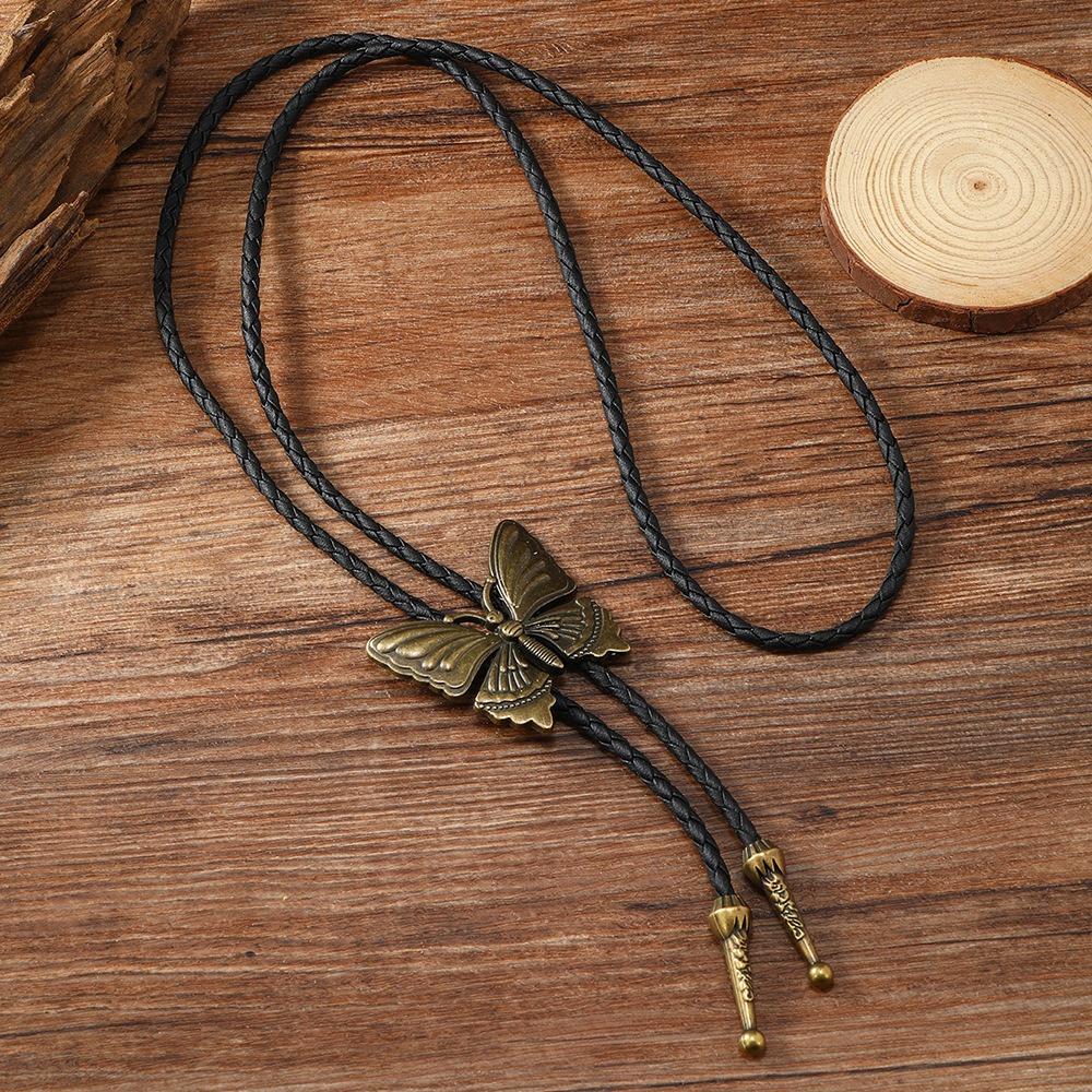 Ethnic Style Five-pointed Star Bolo Tie Boho Bronze Butterfly Choker  Women