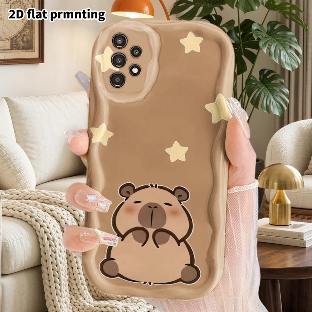 Phone Case: 2D Flat Samsung Galaxy A34 A35 M05 M06 S20 S22 S21 FE Plus 5G Protective Case, Couples Style, Calm Capybara, Christmas and Halloween Gifts
