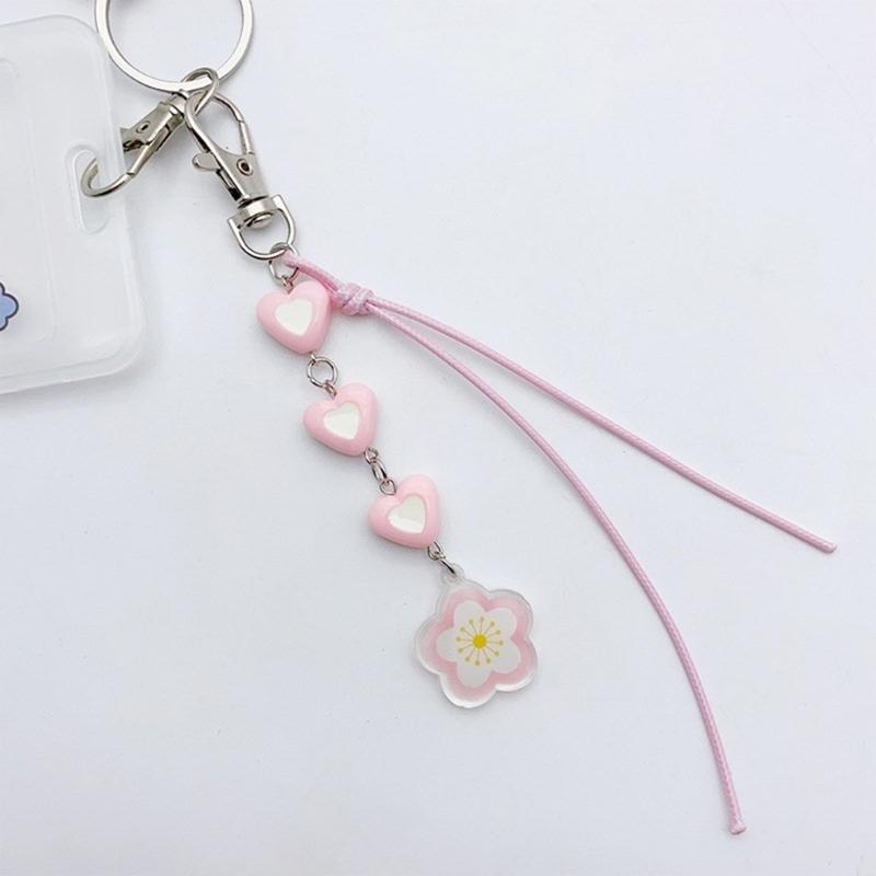 Handcrafted Key Chain Heart/Flower/Fishtail Pendant Keyring Acrylic Keychain Colorful Key Rings Bag Charm Ornament