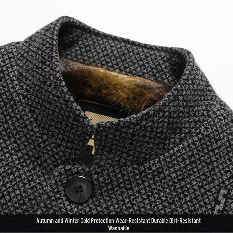 ROMON Men's Casual Wool-Blend Stand-Collar Jacket