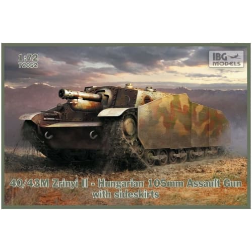 IBG 1/72 Hungarian Fighting Vehicle 40/43M Zrinyi II 105mm Assault Gun with Skirt Plastic Model Kit PB72052