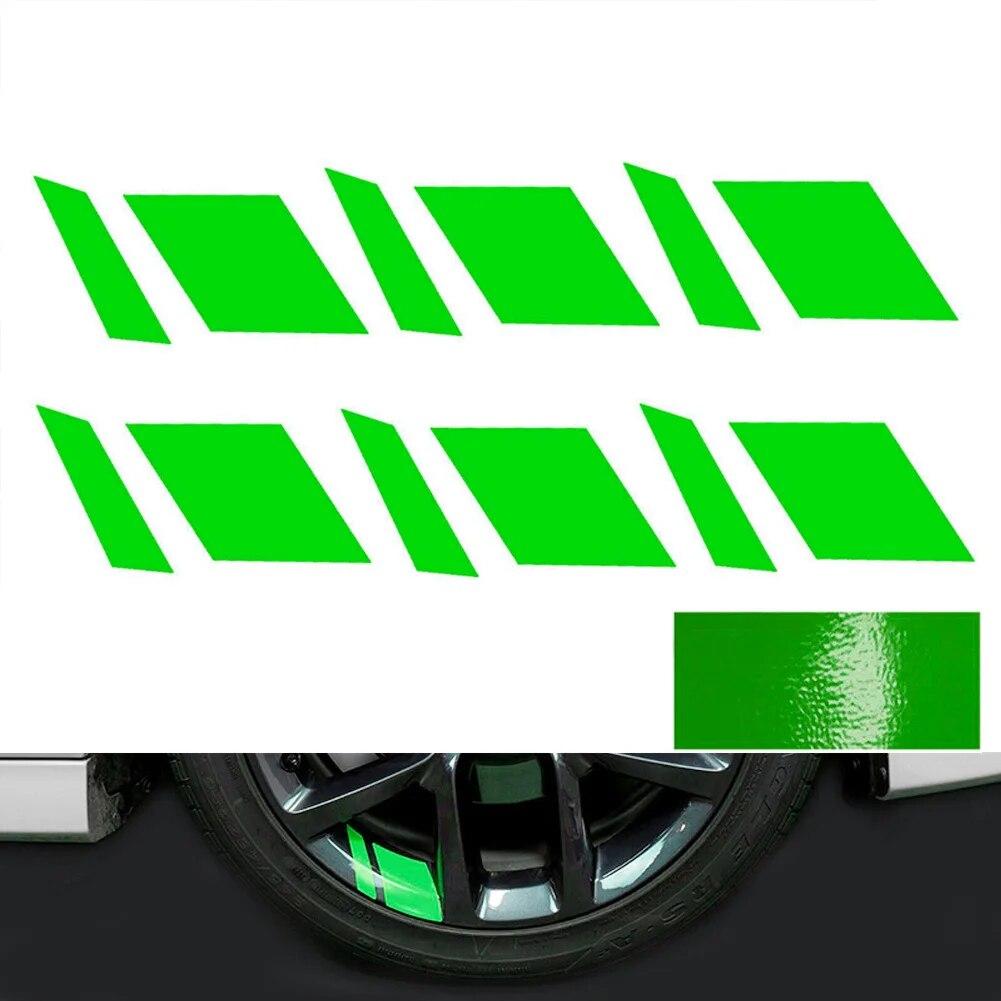 6Pcs Reflective Car Wheel Rim Vinyl Stickers Hash Mark Stripe Racing Wheel Hub Decals for Size 18" - 21" Decorative Sticker