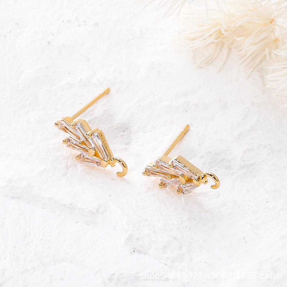 

18K Gold-Plated Zirconia Leaf Stud Earrings, DIY Handmade Fashion Accessory