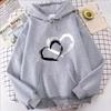 Women Clothing Heart Print Hoodie Autumn Winter Outdoor Sports Fashion Casual Long Sleeve Pullover Women Fleece Sweatshirts
