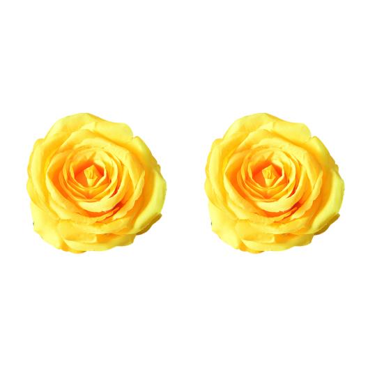 2 Pcs Realistic Artificial Rose Flower Heads Faux Silk No Stem Rose Heads жёлтый