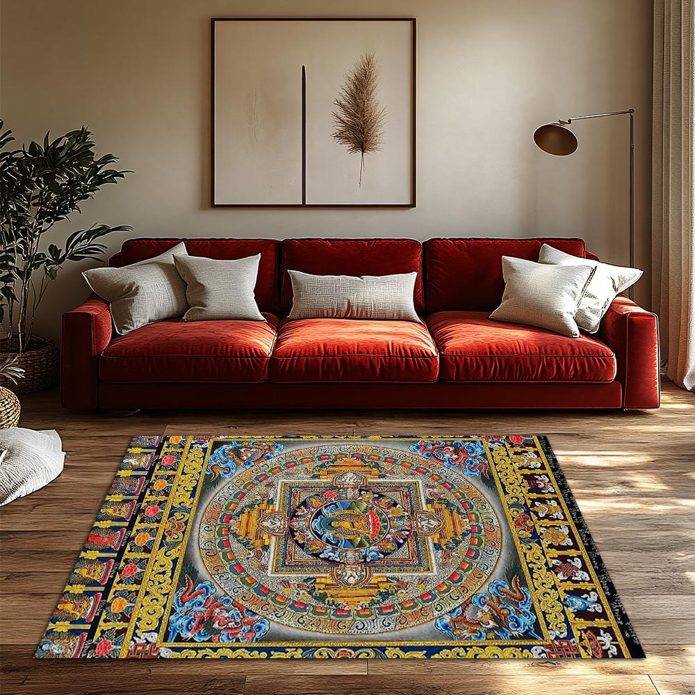 Tibetan Mandala Carpet Prayer Rug Floor Mat Persian Area Rug Home Decor Zen Buddhist Tapestry Living Room Bedroom Dorm