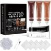 Leder Reparaturset für Möbel, Sofa, Jacke, Autositze & Handtasche, 5-teiliges Vinyl Reparaturset mit einfacher Anleitung, Behebt Risse, Kratzer, Löcher &