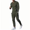 Men's Solid Color Loose Round-neck Long-sleeved Shirt And Long Pants Two-piece Casual Sportswear Set