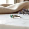 Minimalist Emerald Ring, Boho Statement Ring, Handmade Jewelry, 925 Solid Sterling Silver, Green Gemstone, Emerald Cut Shape, Gift for Women