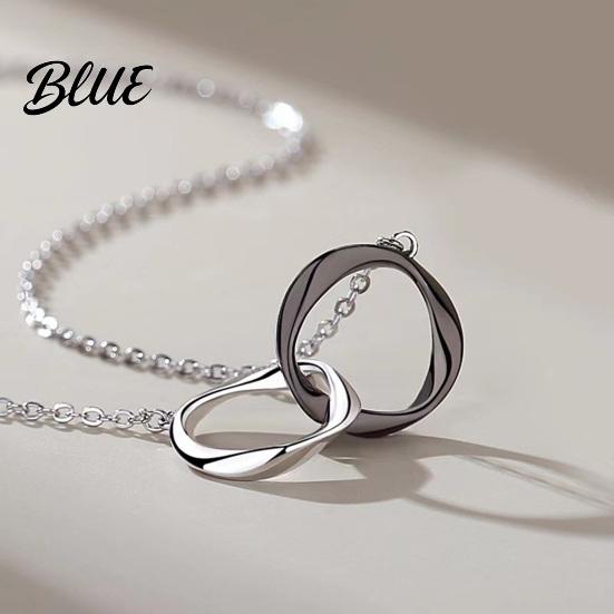 Mobius Band Circles Necklace Intertwined Rings Couple Strip Men Women
