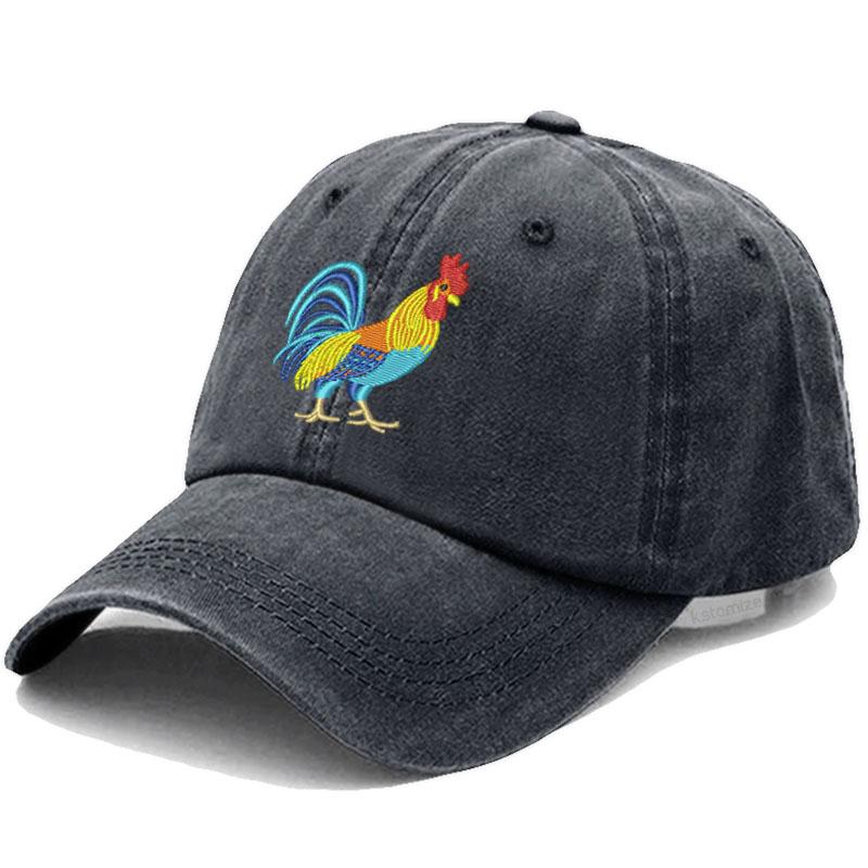 Rooster Embroidered Baseball Caps for Men Women Retro Soft Washed Cotton Dad Hat Adjustable Snapback Cap Wholesale Dropshipping