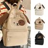 Cartoon Hündchenohren Nylon Schulrucksack Laptop Rucksack Schultasche für Schüler Teenager Reise Freizeit Büchertaschen Weiß