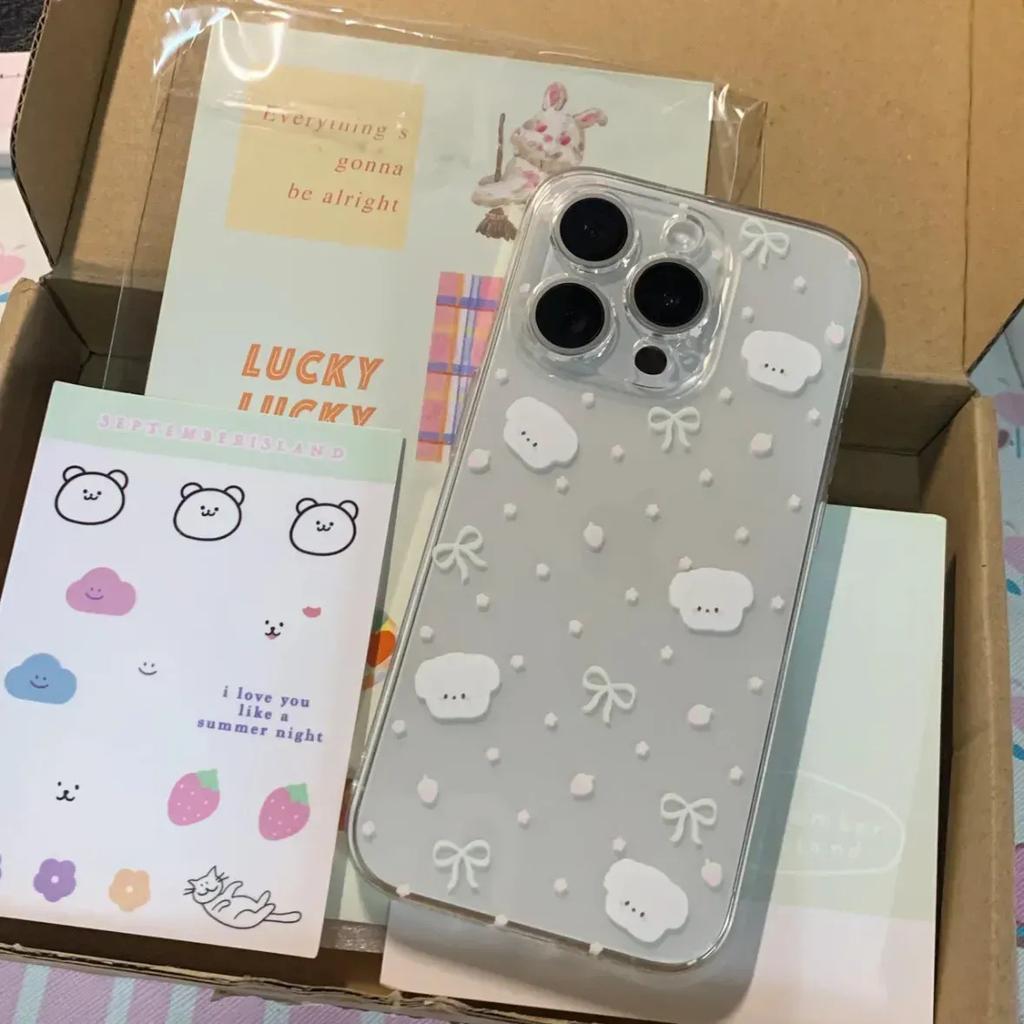 White Dog for Apple 17pro Mobile Phone Case New Silicone Anti-fall All-inclusive 16 Transparent Advanced 13