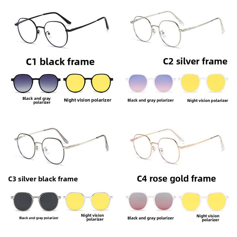 Myopia 3 In 1 Multifunctional Polarized Clips -0.5 To -6.0 Magnetic Metal Clip Sun Glasses Prescription Irregular Can Custom