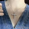 [AVANCE] Cross Necklace with Zirconia Stone, Sparkling Silver, for Women