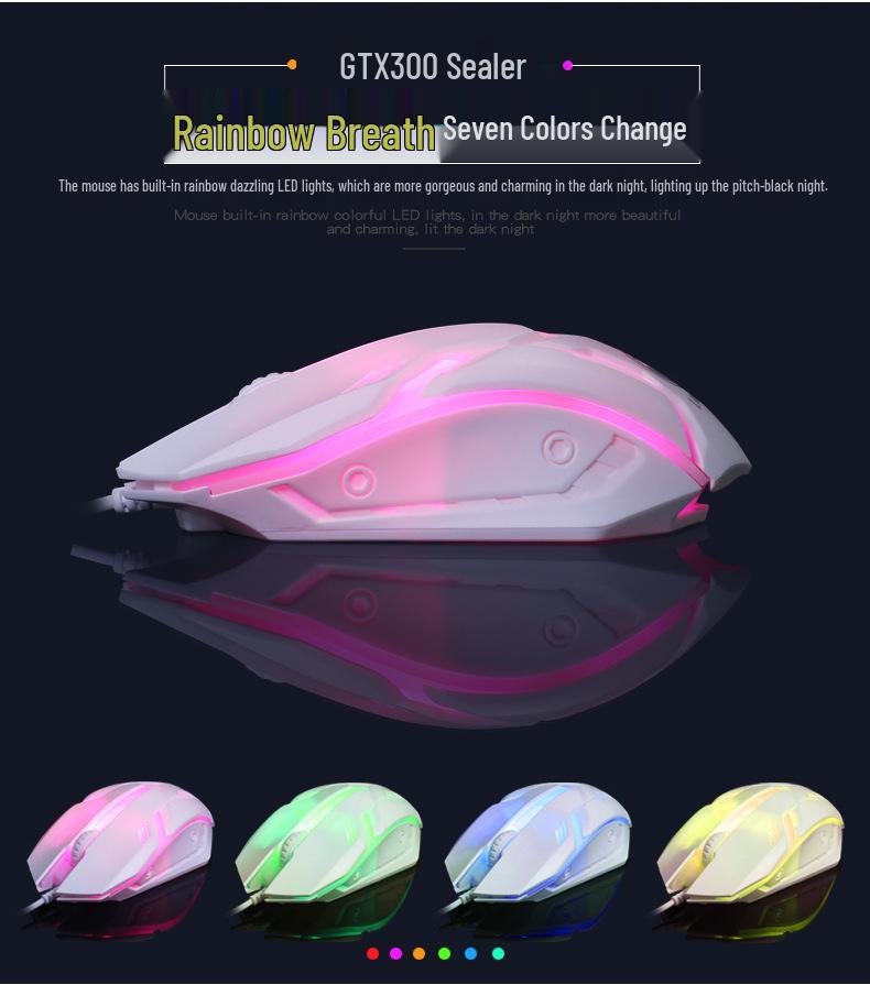 Li-Mage GTX300 White RGB Backlit USB Gaming Keyboard and Mouse Set