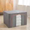 Large Capacity Foldable Storage Box, Cotton Linen Organizer with Steel Frame for Home Quilts and Clothes