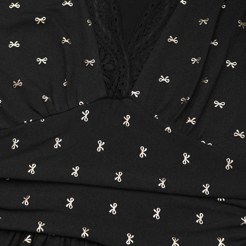 YYFS Women's Fashion Spring Fall Long Sleeve V-Neck High Waist Casual Dresses