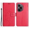 For Honor 400 Pro 5G (Global) Leather Wallet Case Butterfly Flower Imprinted Phone Cover with Strap