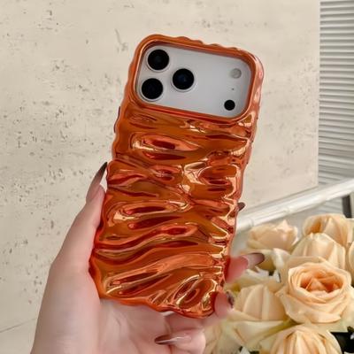 Mode Galvanik Glänzend Laser Faltenstruktur Hülle Für iPhone 17 Air 16 15 14 13 Pro Max Plus Meteorit Welle Bumper Abdeckung Funda