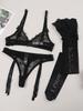 Dessous-Set aus Spitze für Damen, BH, Höschen und Socken, 5-teilig