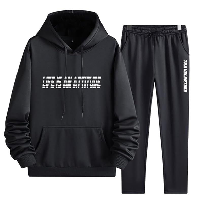 

[BUTMYJ] sweatshirt hoodie top and bottom set jersey men s Fleece lining outer long pants zip up hooded Cold protection Windproof big size Plain color