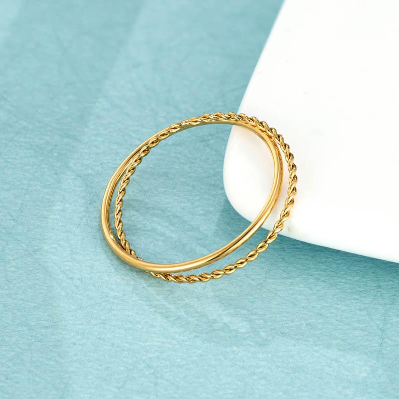 Twist Double-layer Thin Ring Niche Ins Wind Couple Ring Korean Version Titanium Steel Men's Ring