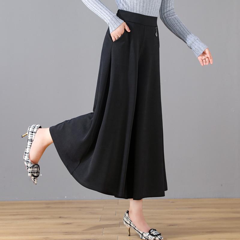 Plus Size High Waist Wide Leg Skirt Pants for Women - Summer Casual Nine-Point Fashion